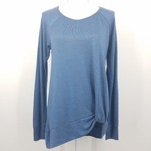 Juicy Couture Blue Marled Twisted Hem Knit Top